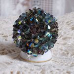 Bague Long Brown Picasso Ethnique montée avec des toupies en cristal, facettes de bohème en verre et rocailles